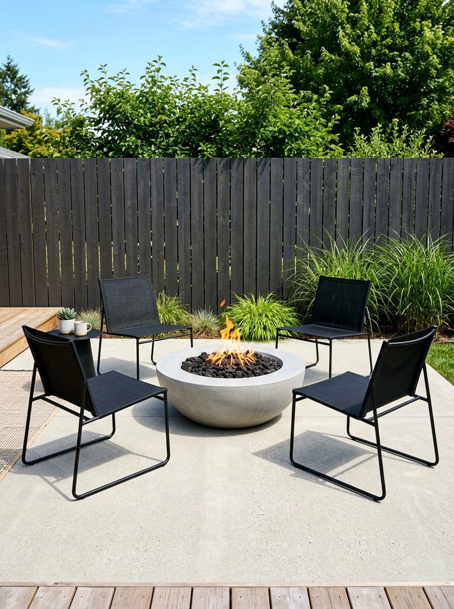 Minimalist Concrete Fire Pit - 30 resort patio lounge ideas