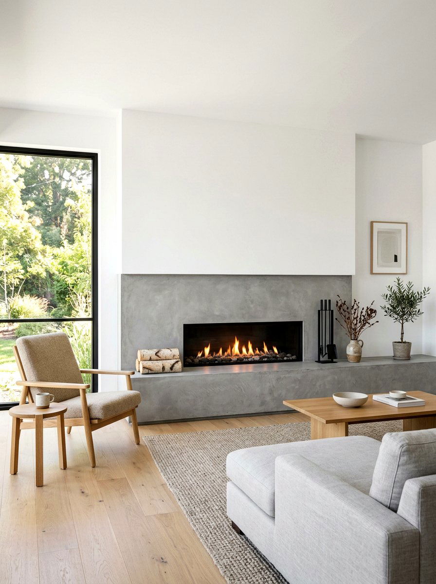 Minimalist Concrete Hearth - 30 basement fireplace ideas