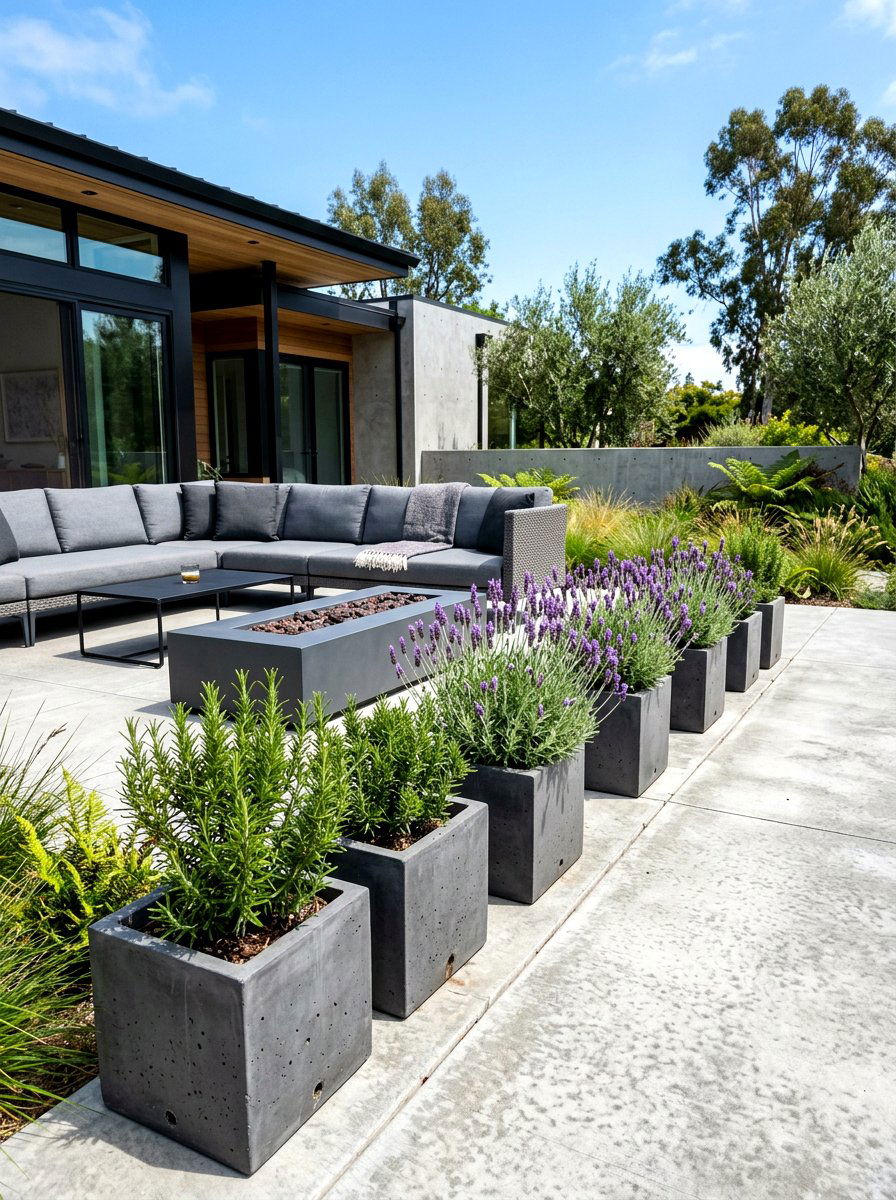 Minimalist Concrete Herb Pots - 30 patio herb garden ideas