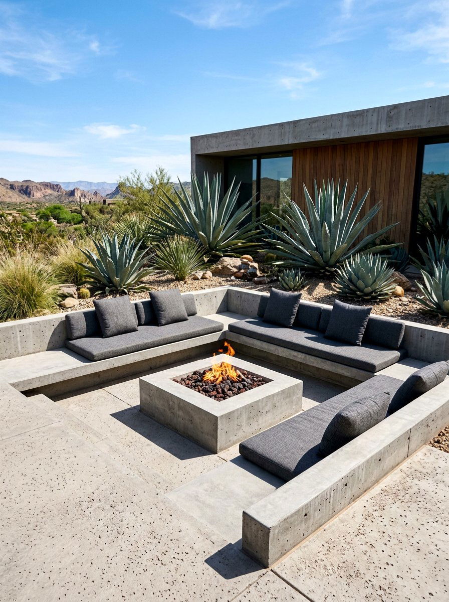 Minimalist Concrete Lounge - 30 backyard lounge zone ideas