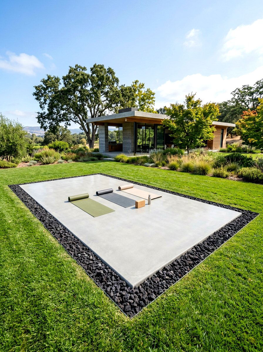 Minimalist Concrete Pad - 30 backyard yoga deck ideas