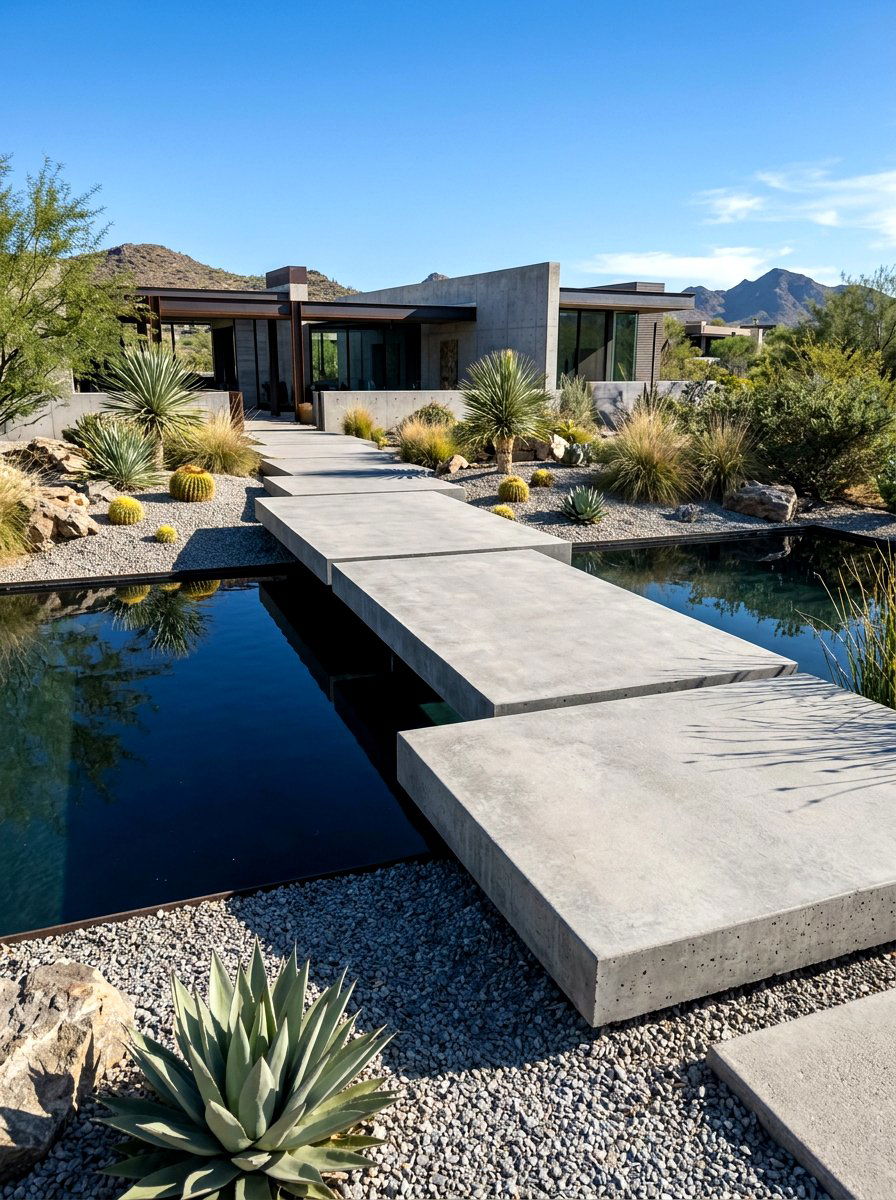 Minimalist Concrete Path - 30 pond bridge ideas