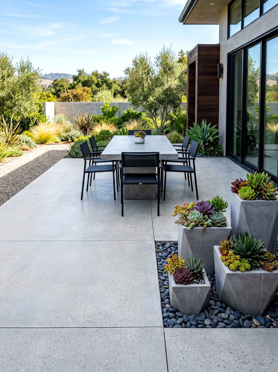Minimalist Concrete Patio - 30 patio dining ideas