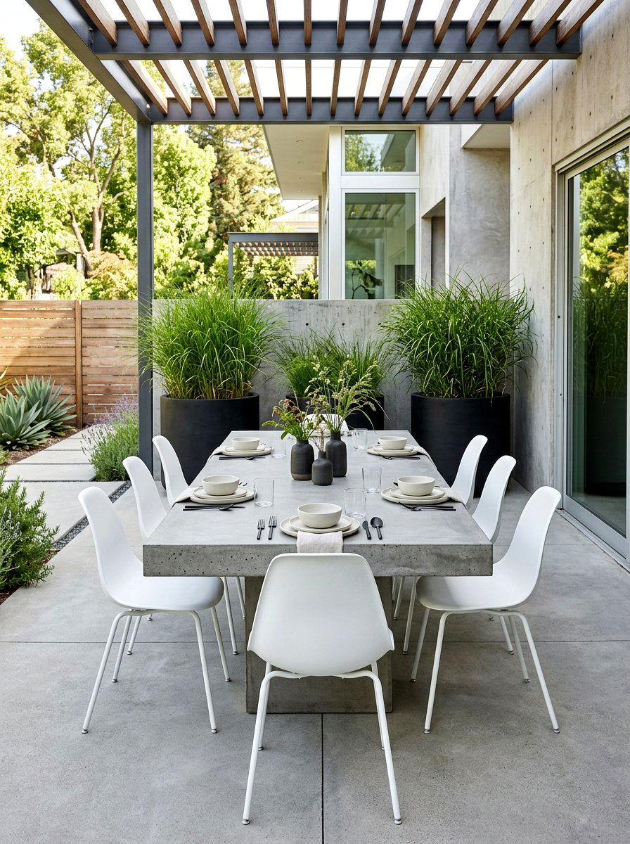 Minimalist Concrete Patio - 30 terrace dining ideas