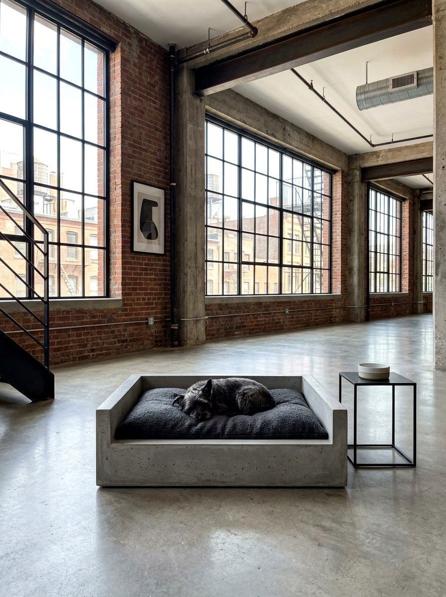 Minimalist Concrete Pet Bed - 30 pet basket styling ideas
