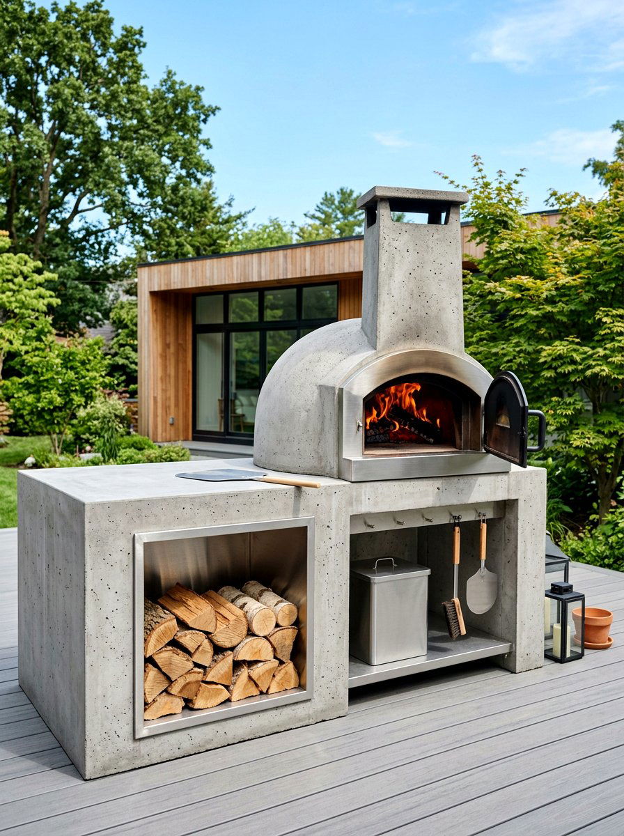 Minimalist Concrete Pizza Oven - 30 pizza oven patio design ideas