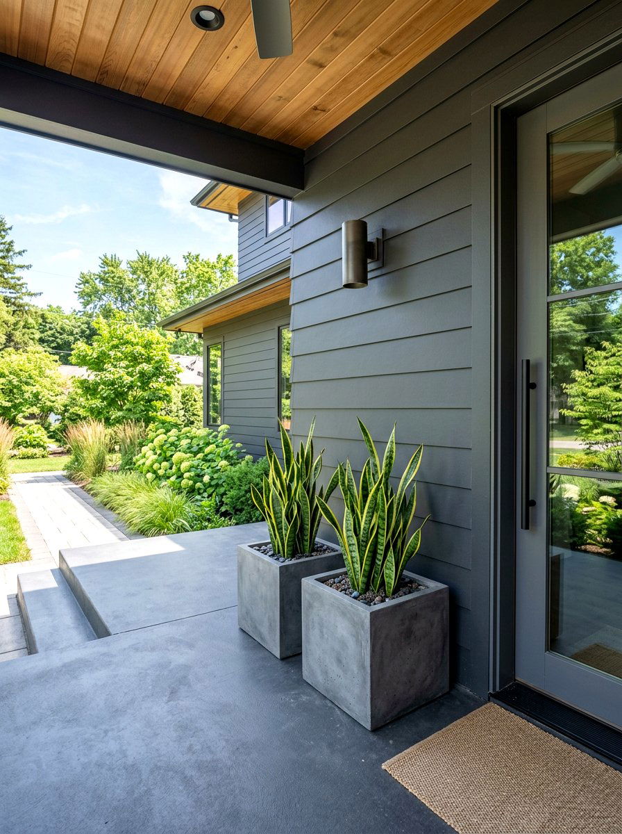 Minimalist Concrete Planters - 30 Pinterest front porch decor ideas