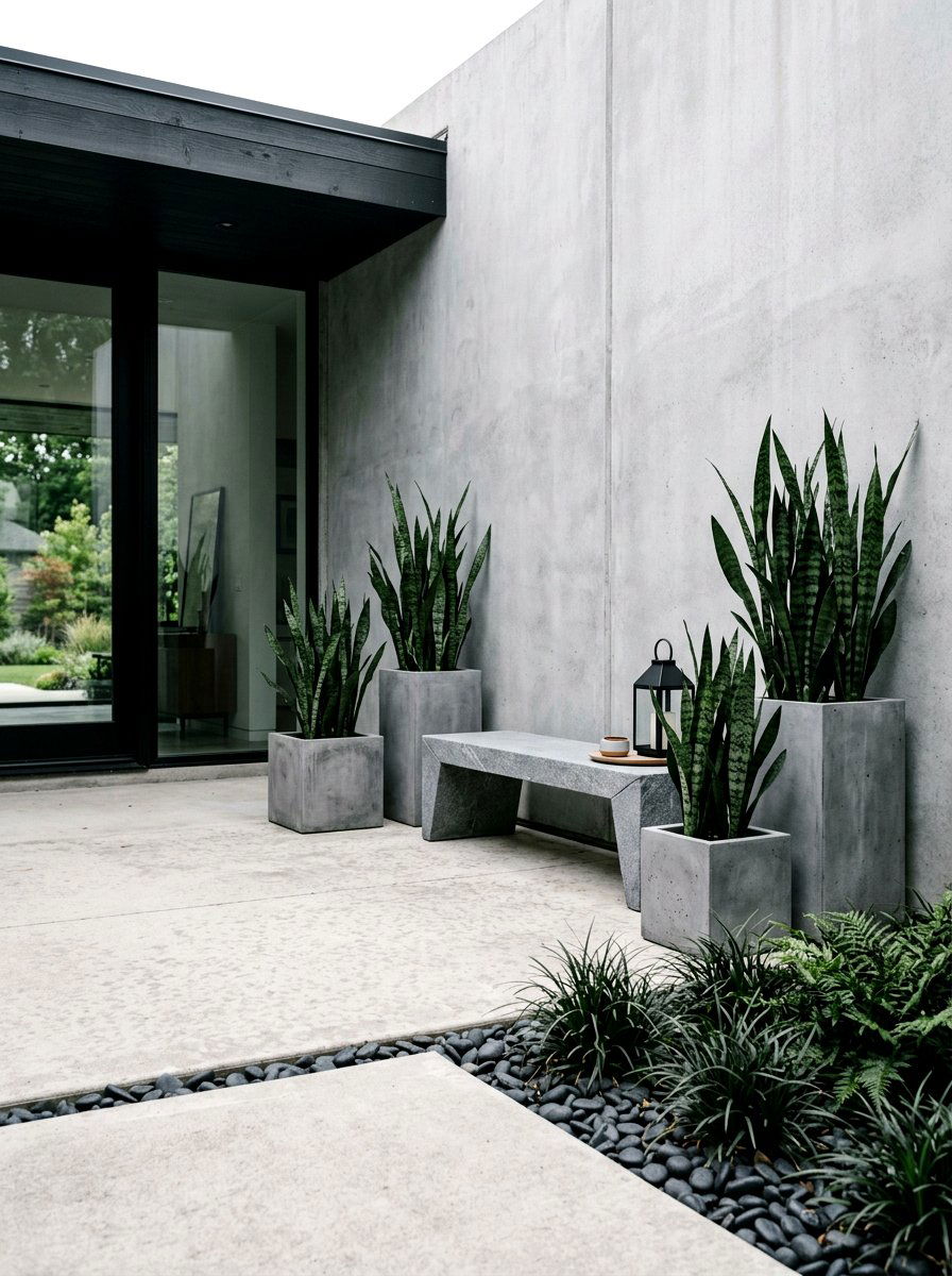 Minimalist Concrete Porch Decor - 30 small front porch ideas