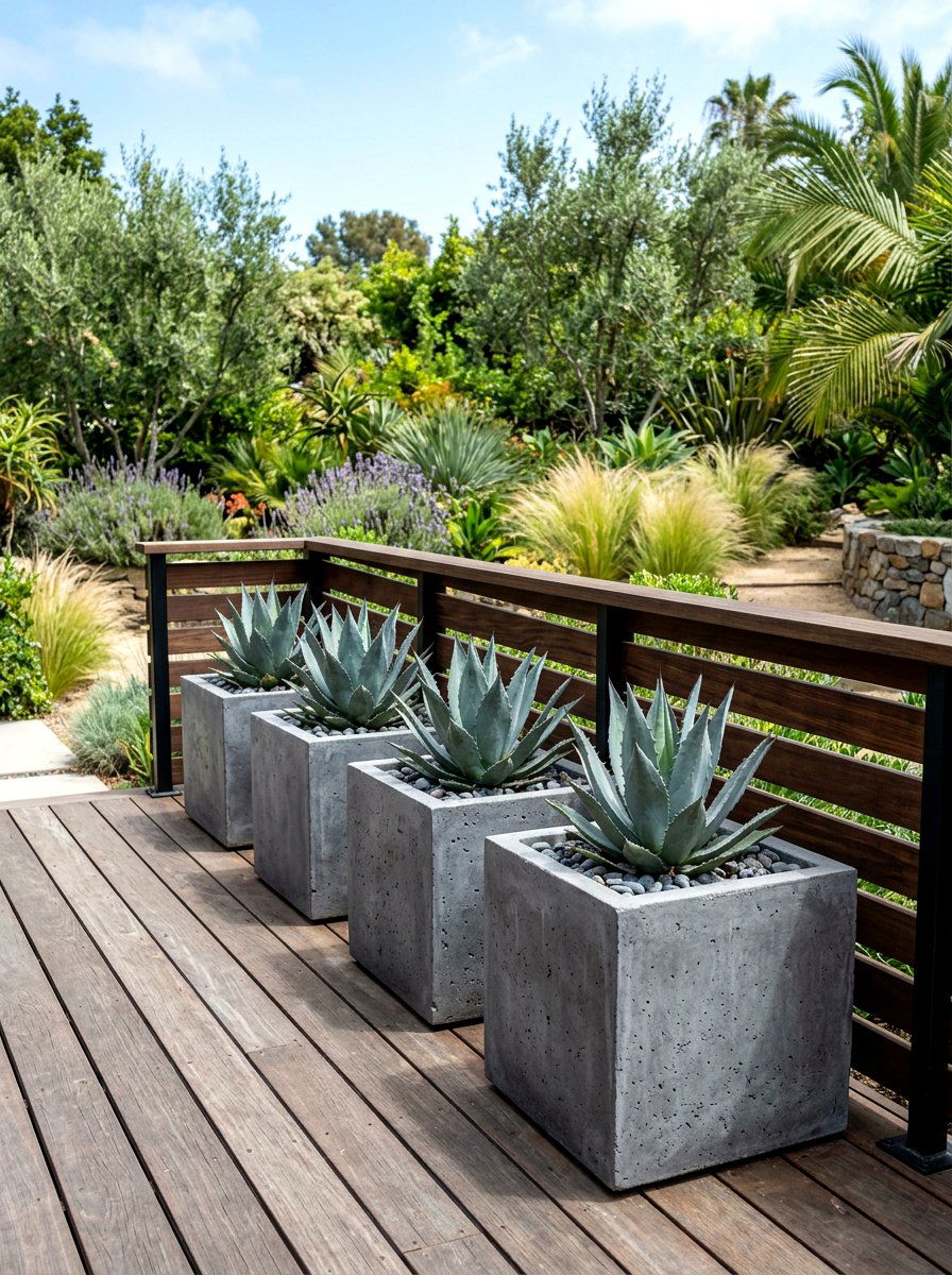 Minimalist Concrete Square Planters - 30 porch planter arrangement ideas