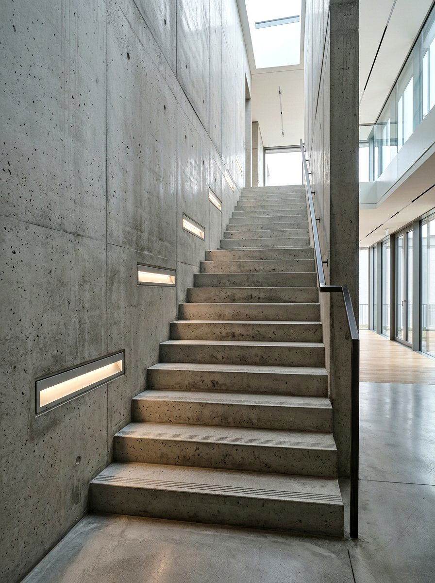 Minimalist Concrete Stair Light - 30 stair tread lighting ideas