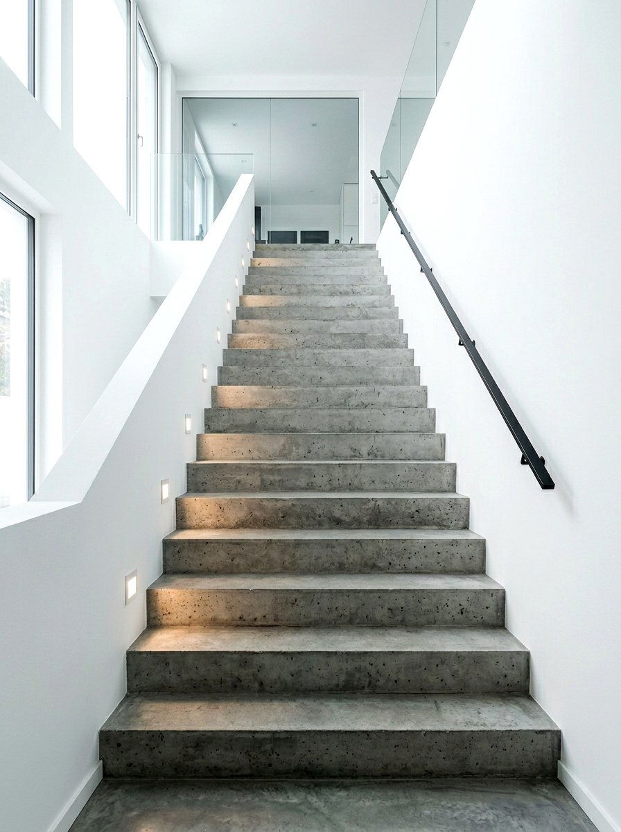 Minimalist Concrete Step Wall Light - 30 stair lighting ideas
