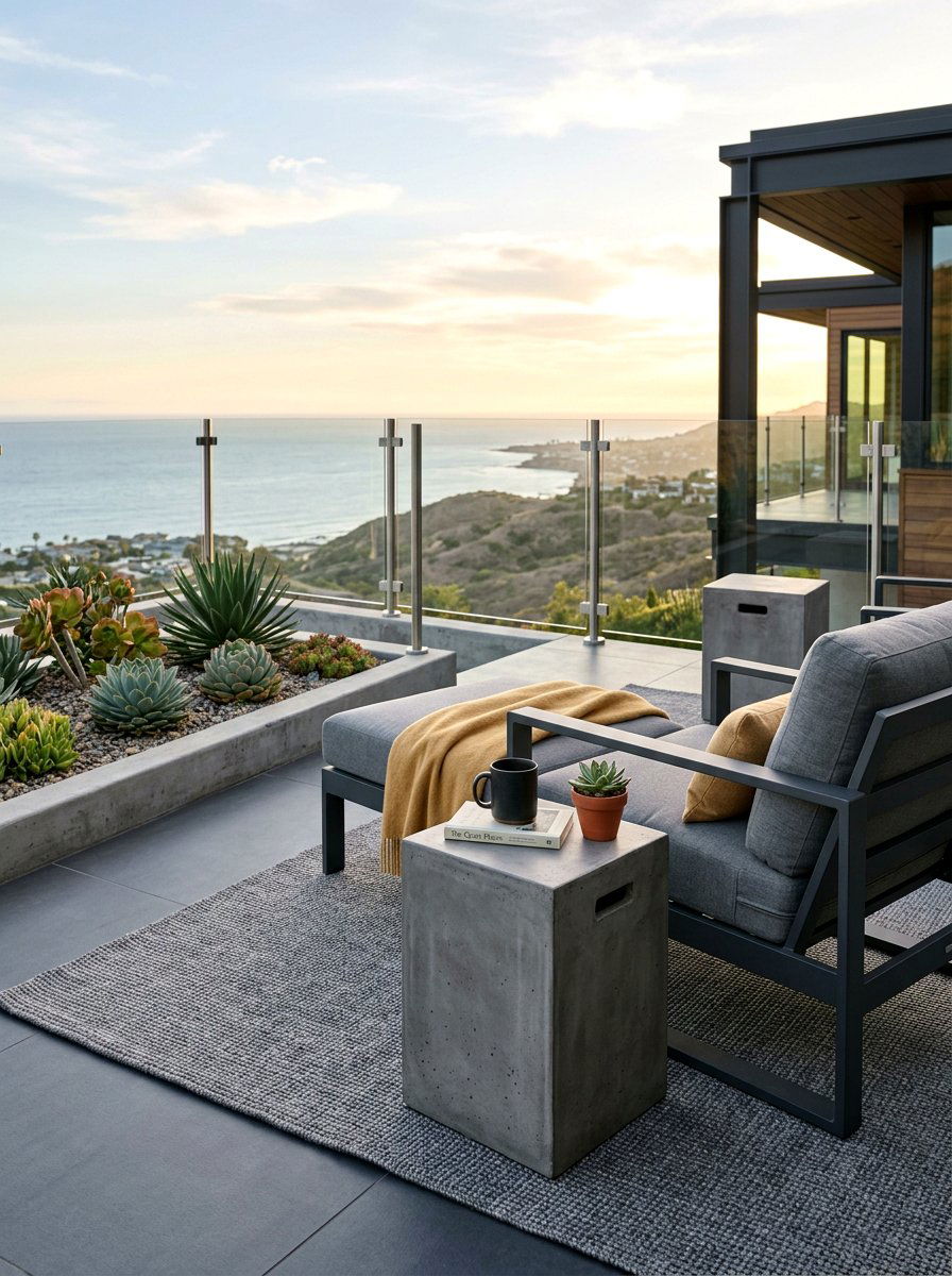 Minimalist Concrete Stool - 30 terrace garden seating ideas