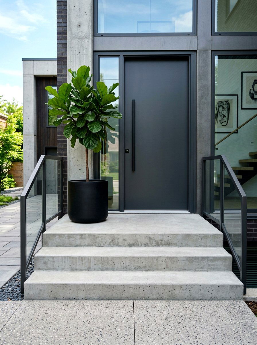 Minimalist Concrete Stoop - 30 townhouse stoop ideas