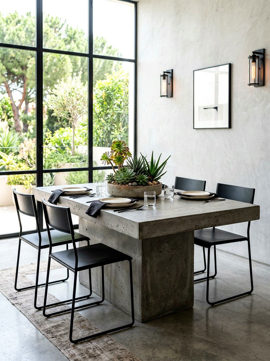 Minimalist Concrete Table - 30 outdoor dining area ideas