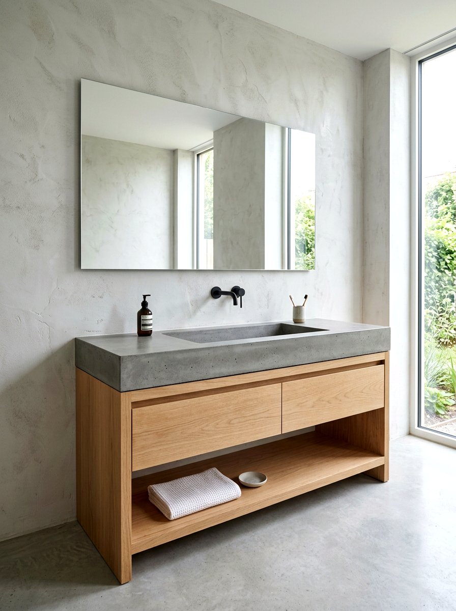 Minimalist Concrete Vanity - 30 bathroom vanity ideas