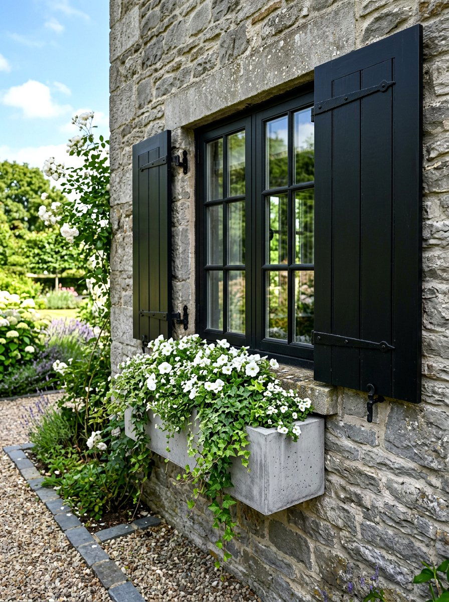 Minimalist Concrete Window Box - 30 concrete planter ideas