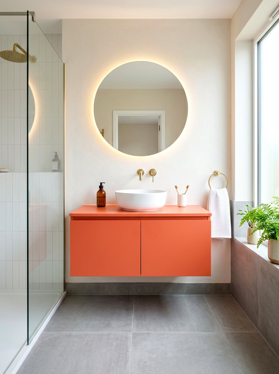Minimalist Coral Bathroom Cabinet - 30 coral bathroom decor ideas