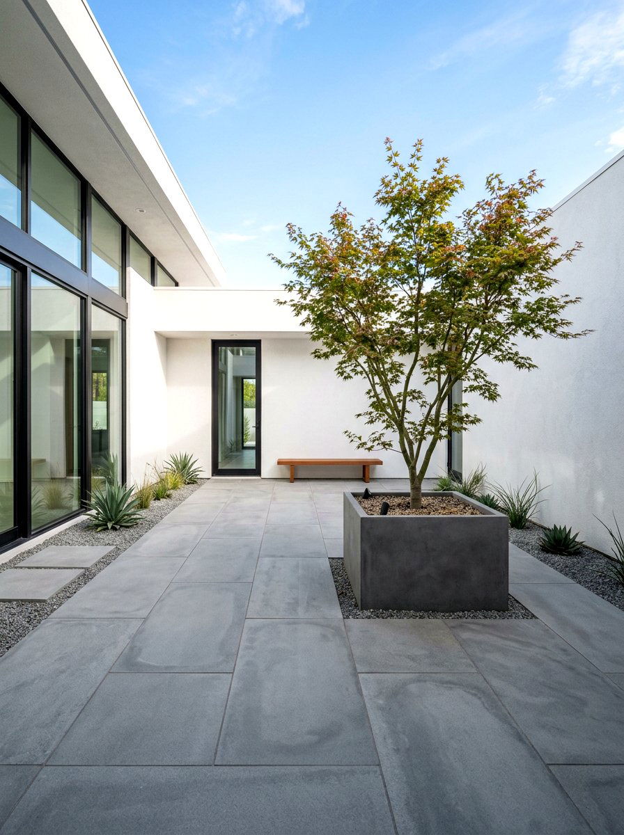 Minimalist Courtyard - 30 stone courtyard patio ideas