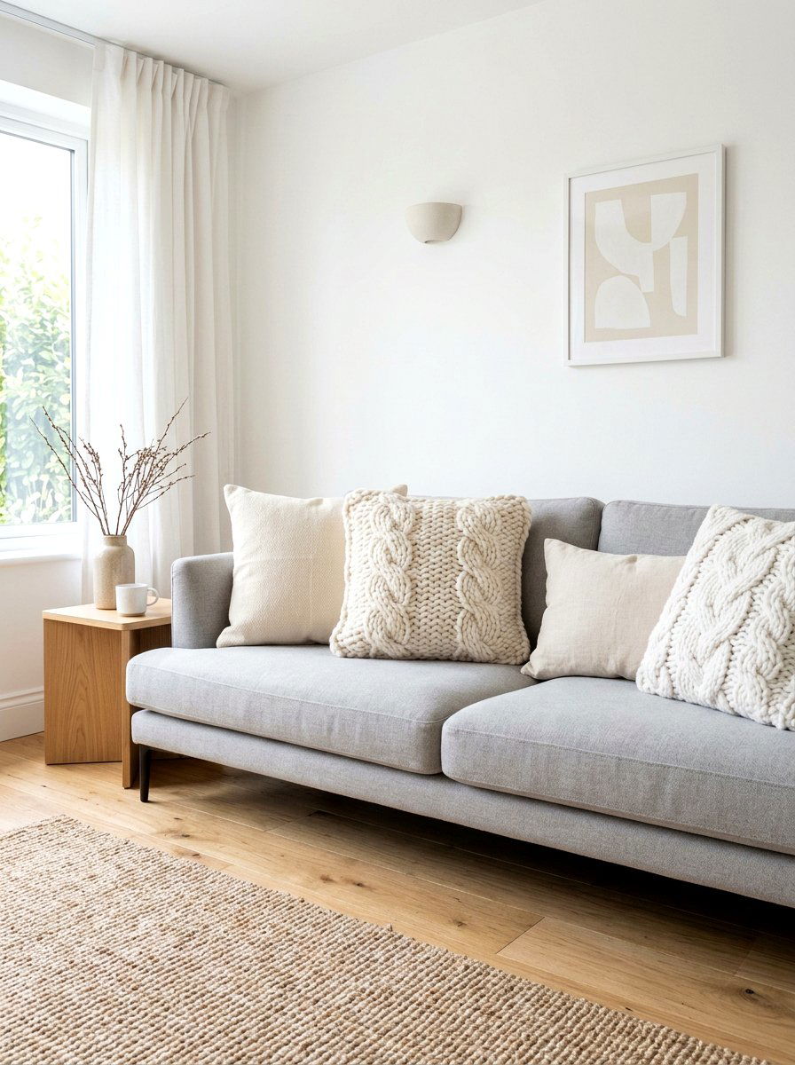Minimalist Cream Sofa Pillows - 30 layered throw pillow ideas
