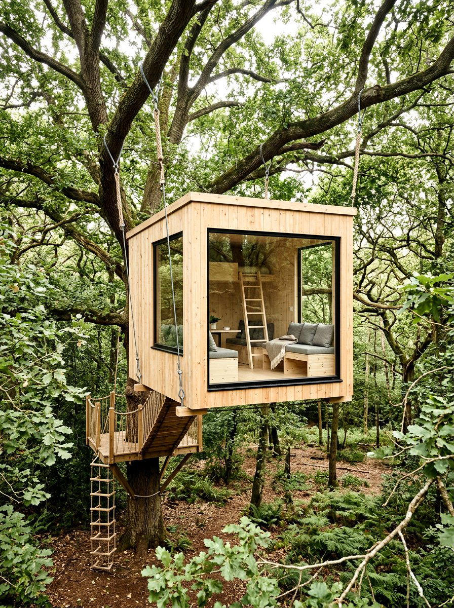 Minimalist Cube Treehouse - 30 treehouse ideas