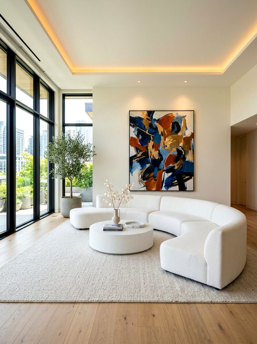 Minimalist Curved Sectional Living Room - 30 curved sectional living room ideas