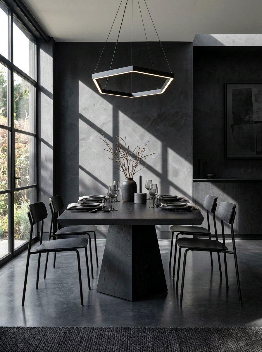 Minimalist Dark Dining Room - 30 dark moody dining room ideas