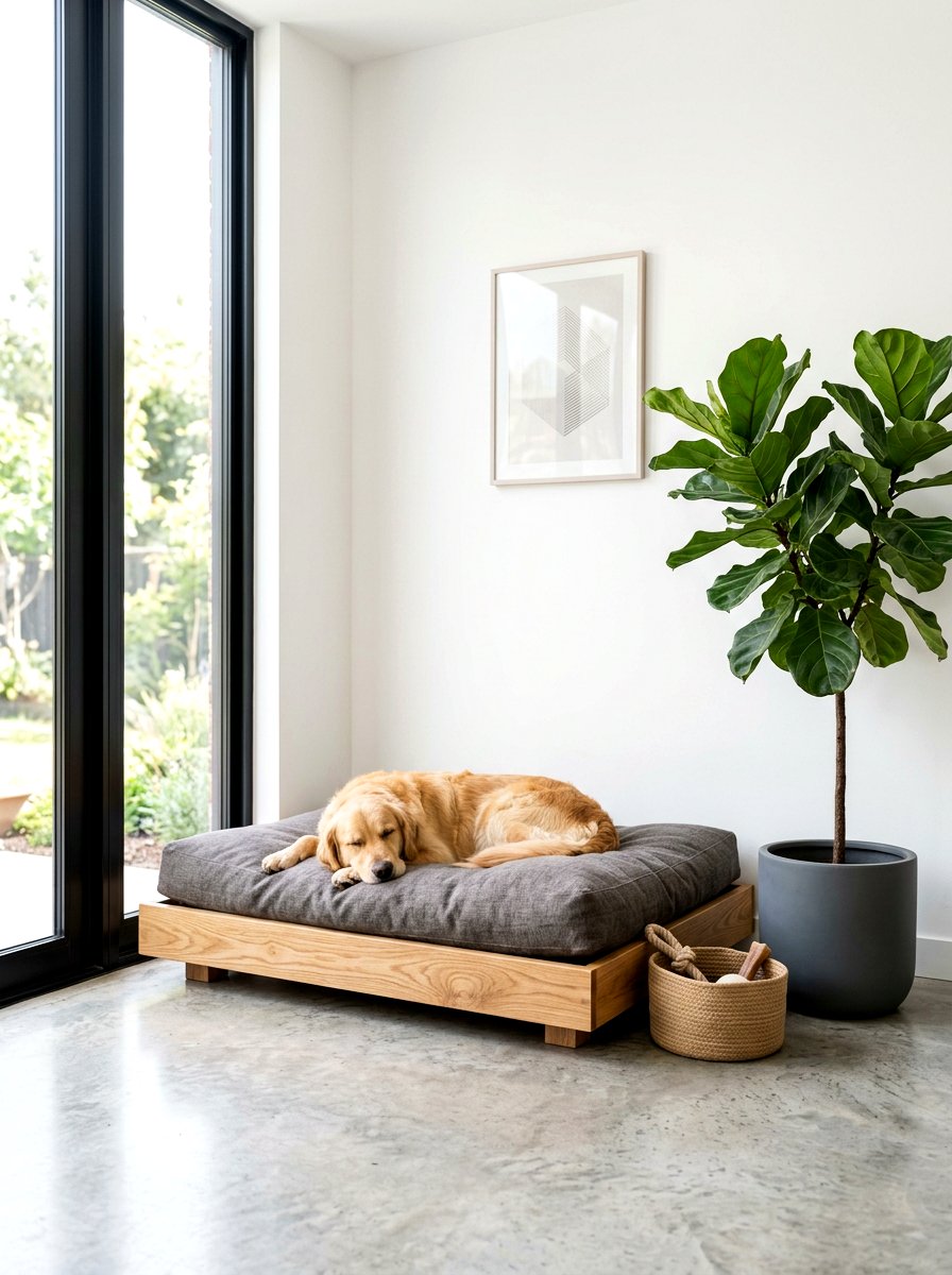 Minimalist Dog Bed Corner - 30 pet nook living room ideas