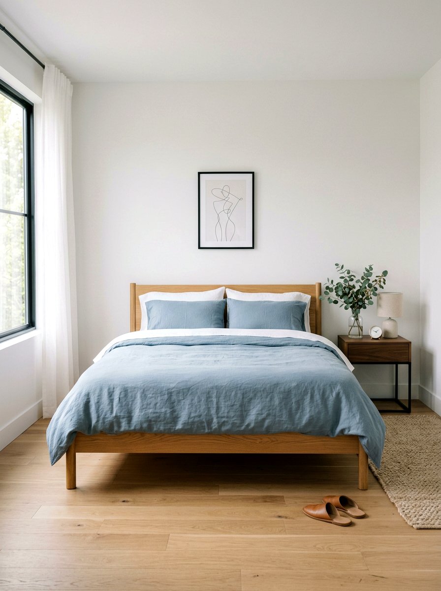 Minimalist Dusty Blue Bedroom - 30 dusty blue bedroom ideas