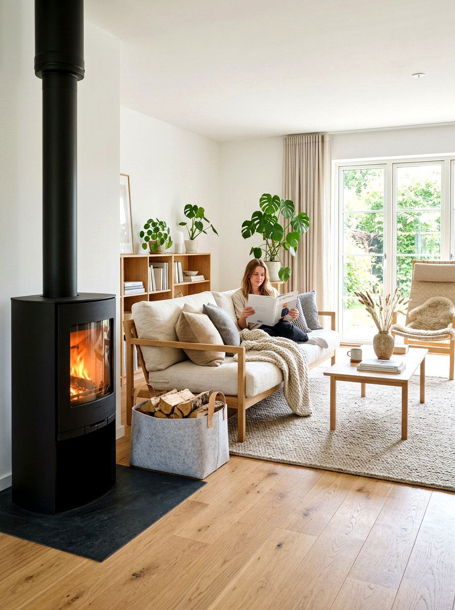 Minimalist Felt Log Basket - 30 fireplace wood basket ideas