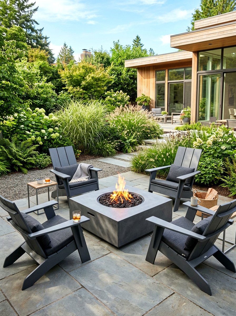 Minimalist Fire Pit Area - 30 adirondack fire pit circle ideas