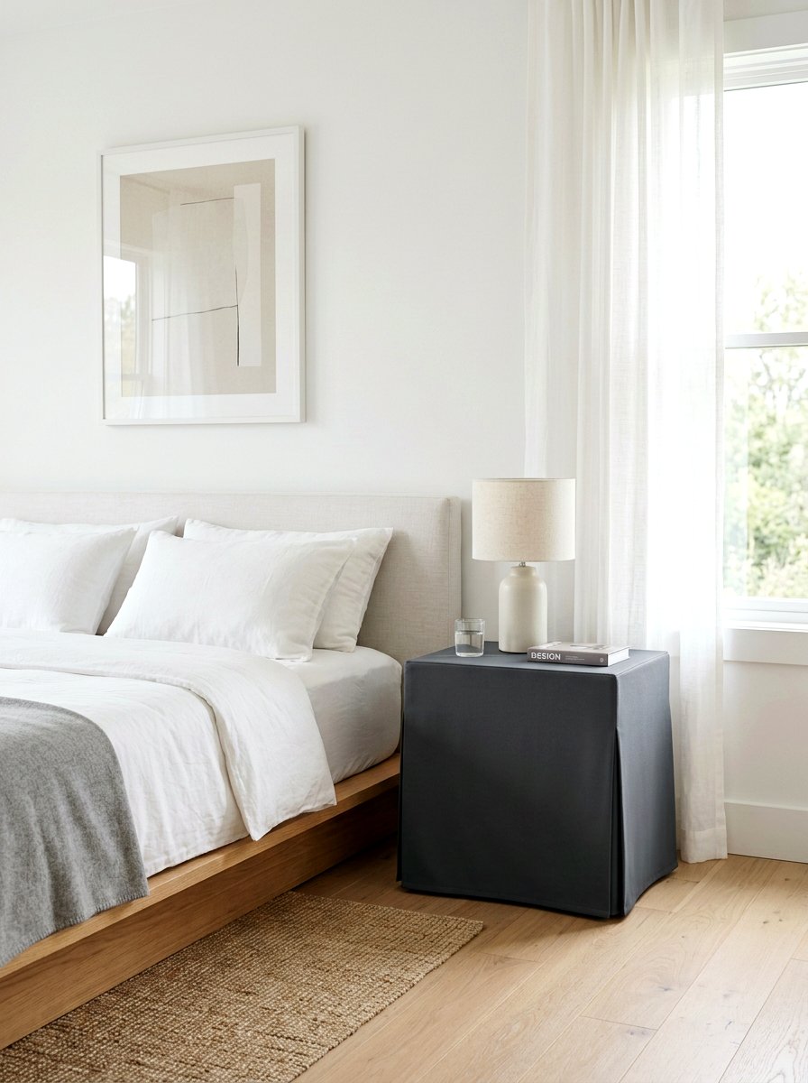 Minimalist Flat Panel Table - 30 skirted nightstand ideas