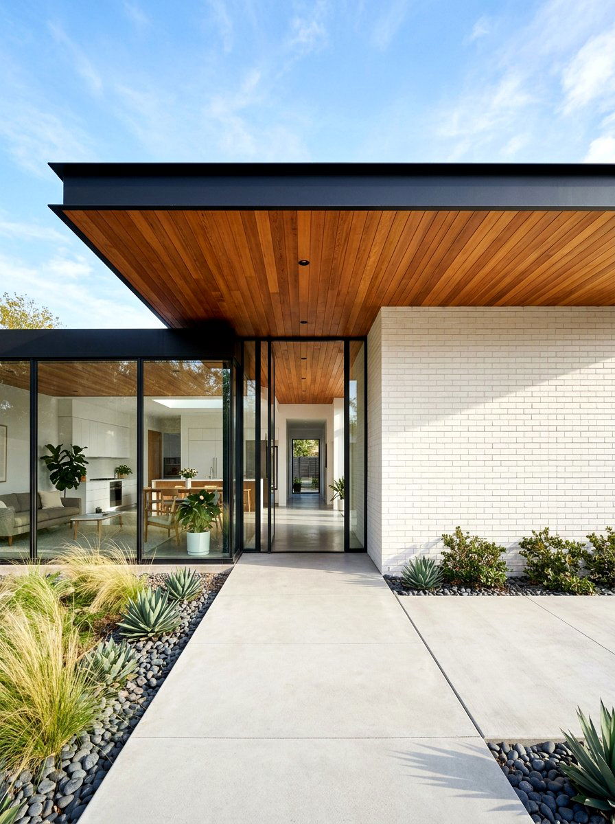 Minimalist Flat Roof Overhang - 30 covered entryway ideas