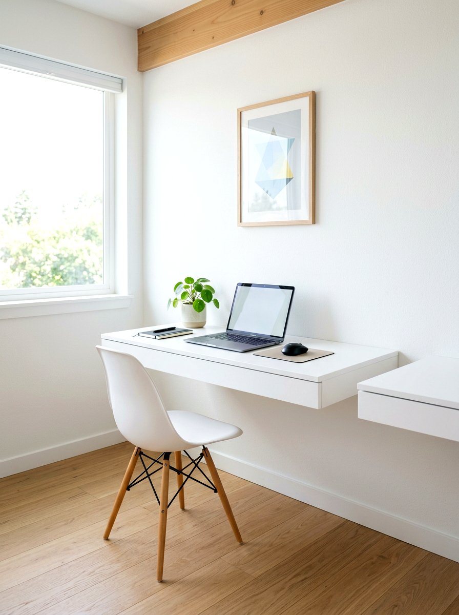 Minimalist Floating Desks - 30 home office storage ideas