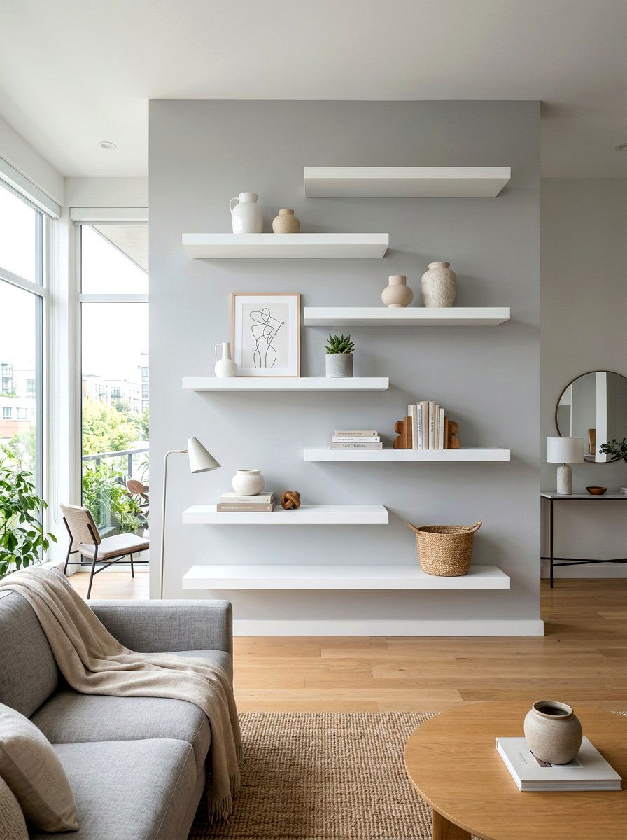 Minimalist Floating Shelving - 30 built in wall unit ideas