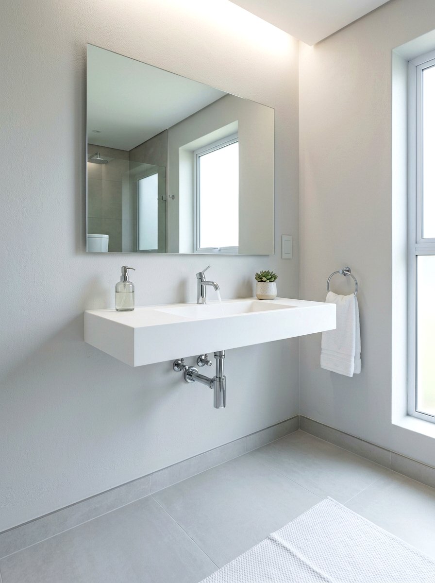 Minimalist Floating Sink - 30 tiny apartment bathroom ideas