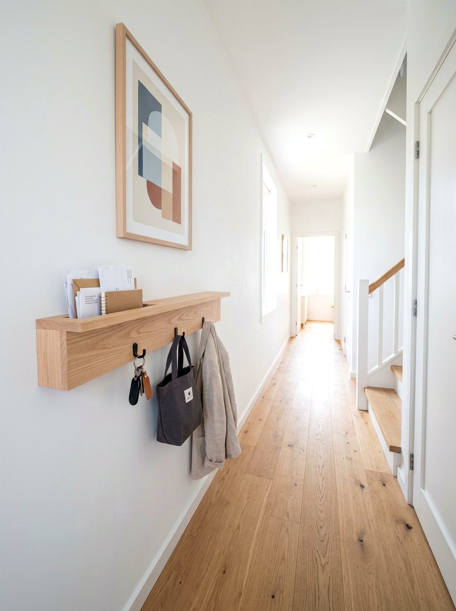 Minimalist Floating Wood Shelf - 30 mail organization ideas
