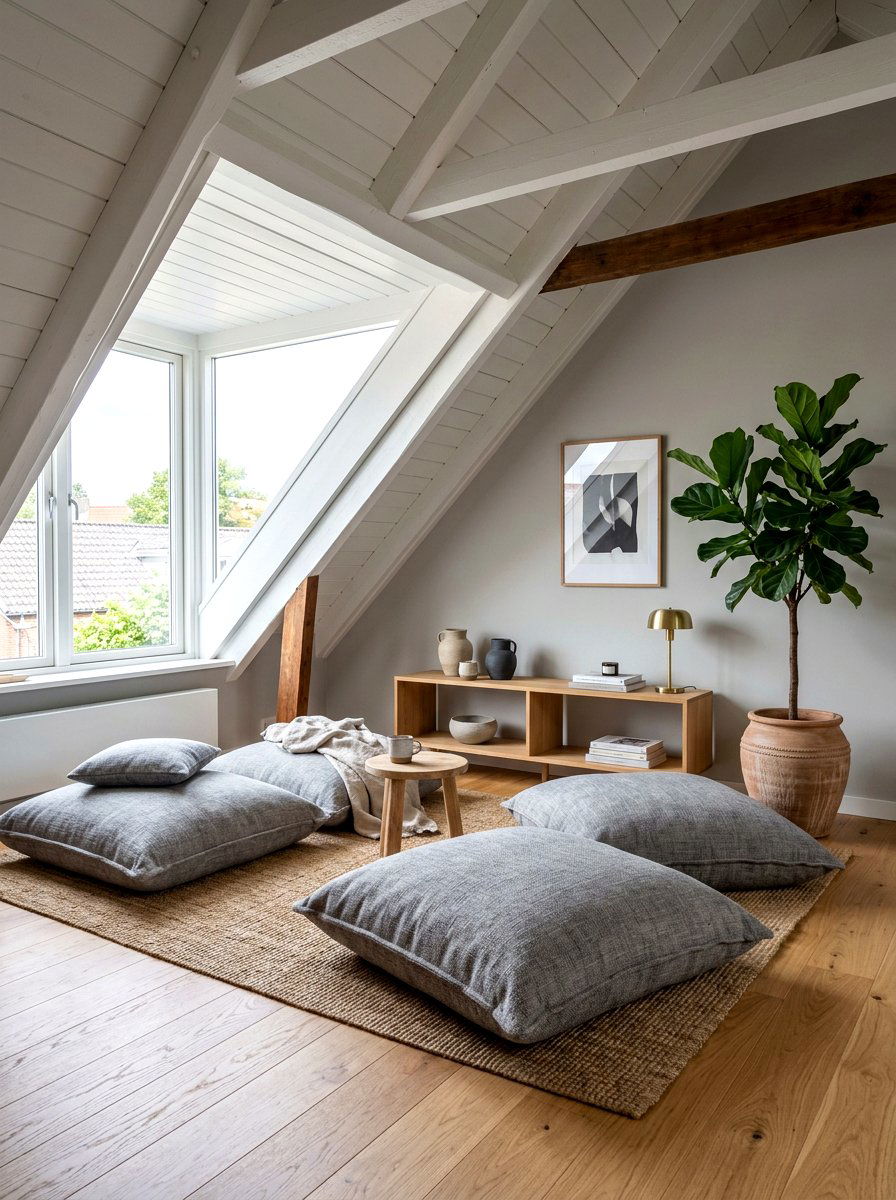 Minimalist Floor Cushion Attic - 30 attic reading nook ideas