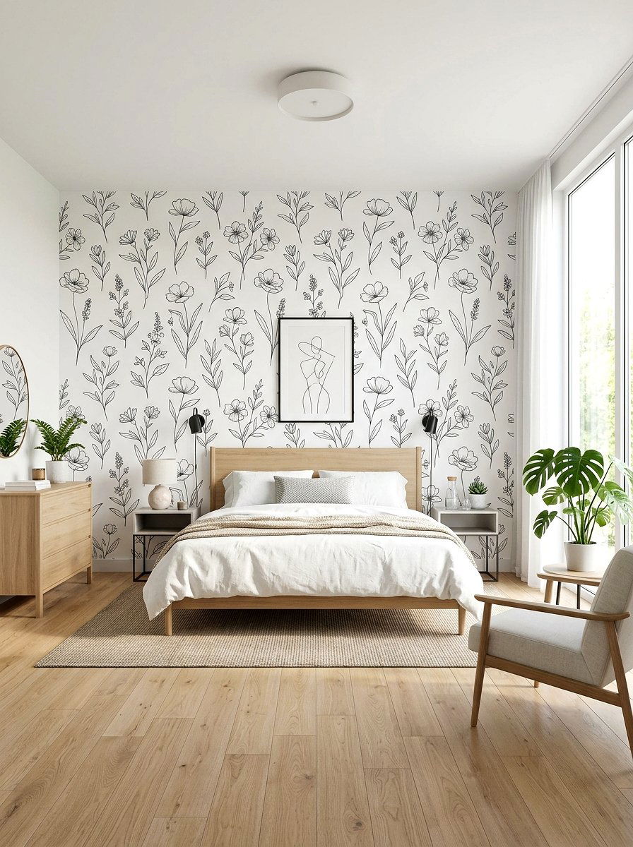 Minimalist Floral Wallpaper - 30 floral wallpaper bedroom ideas