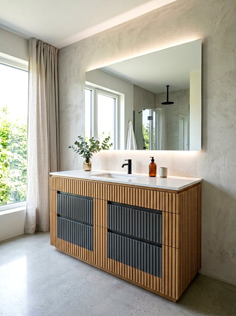 Minimalist Fluted Vanity - 30 fluted vanity ideas