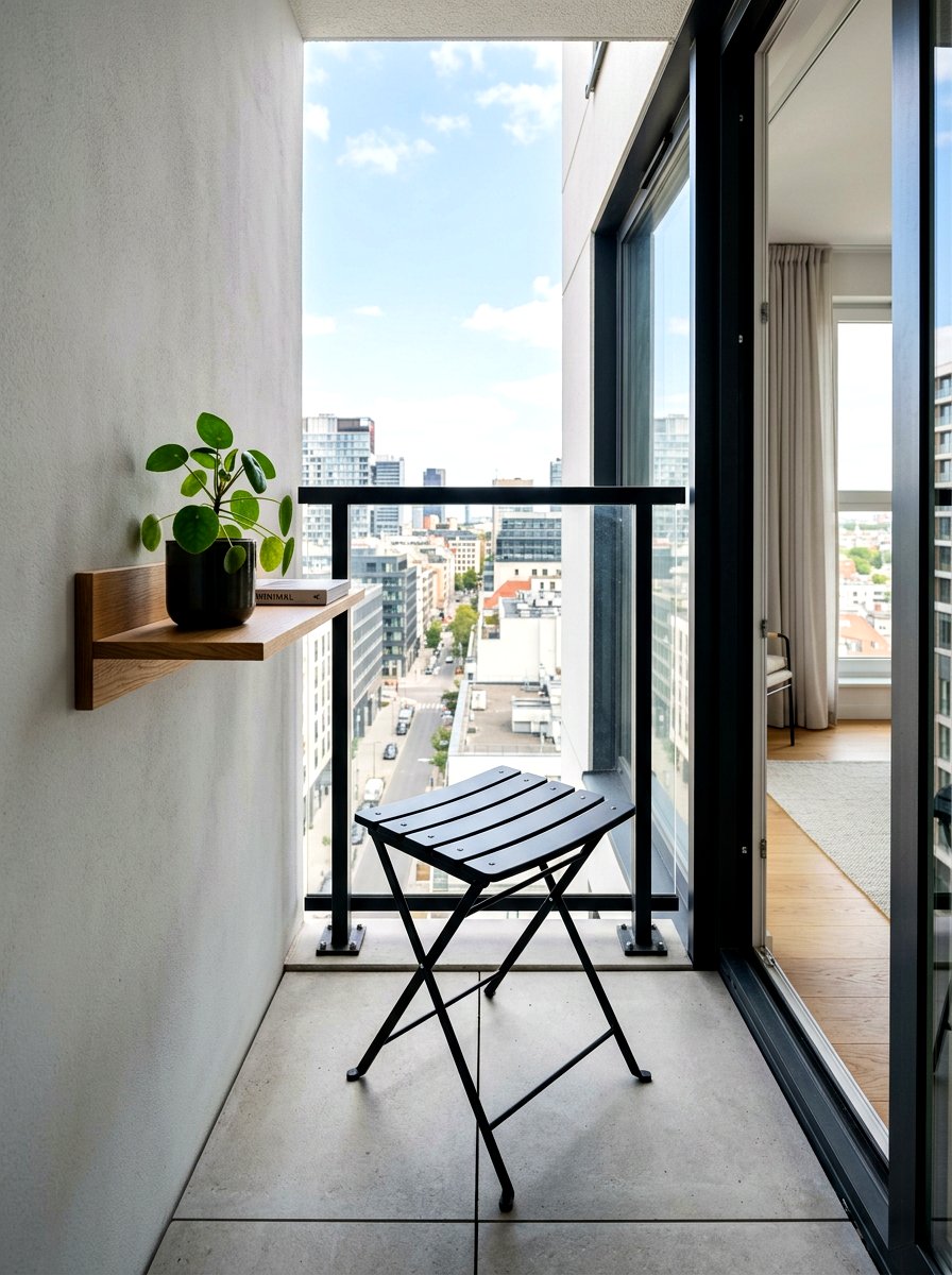 Minimalist Folding Stool - 30 tiny balcony seating ideas
