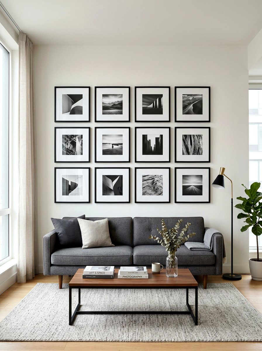 Minimalist Gallery Wall - 30 elegant living room ideas
