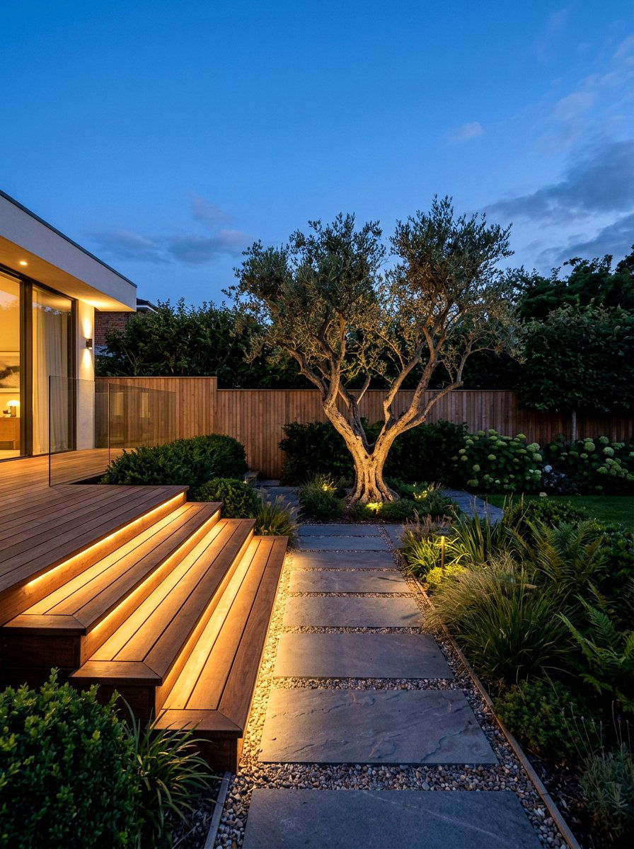 Minimalist Garden Lighting - 30 warm minimalist backyard ideas