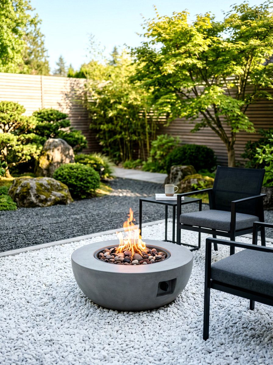 Minimalist Gas Fire Bowl - 30 fire pit patio ideas