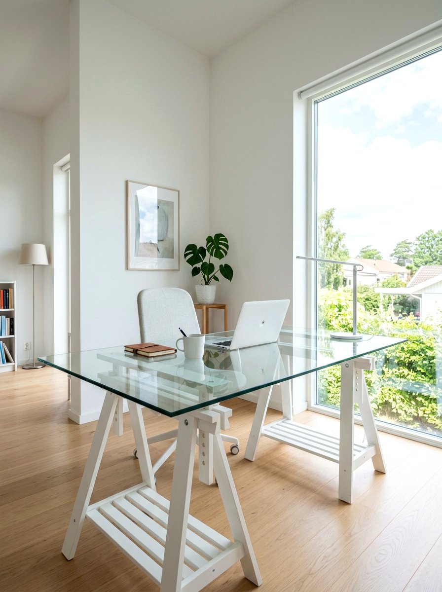 Minimalist Glass Desk Surface - 30 minimalist teen room ideas