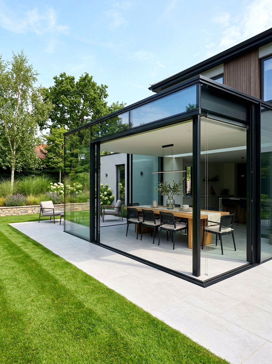 Minimalist Glass Extension For Modern Homes - 30 transparent patio roof ideas