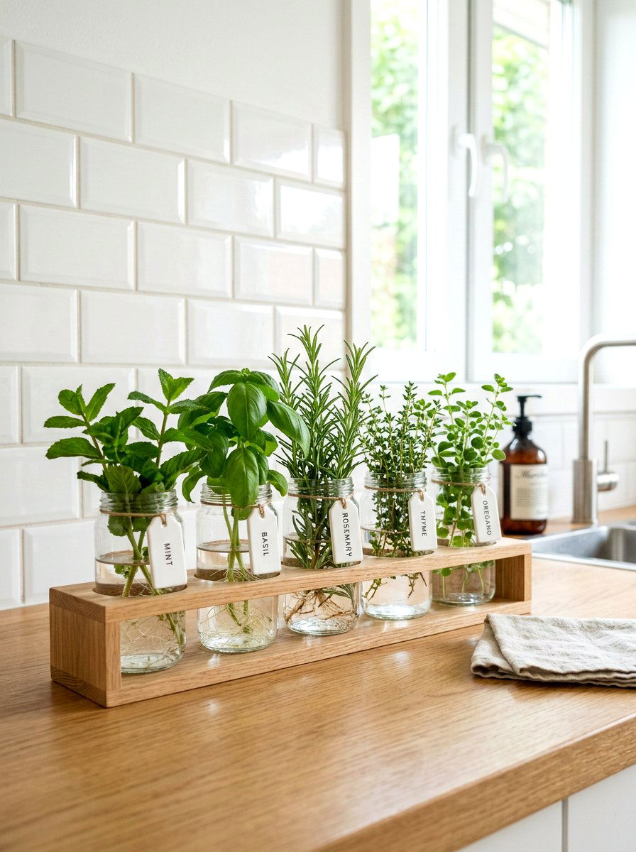Minimalist Glass Jar Planter - 30 windowsill planter ideas