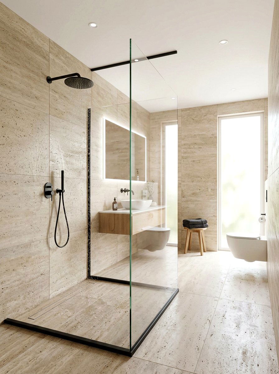 Minimalist Glass Partition - 30 steam shower ideas