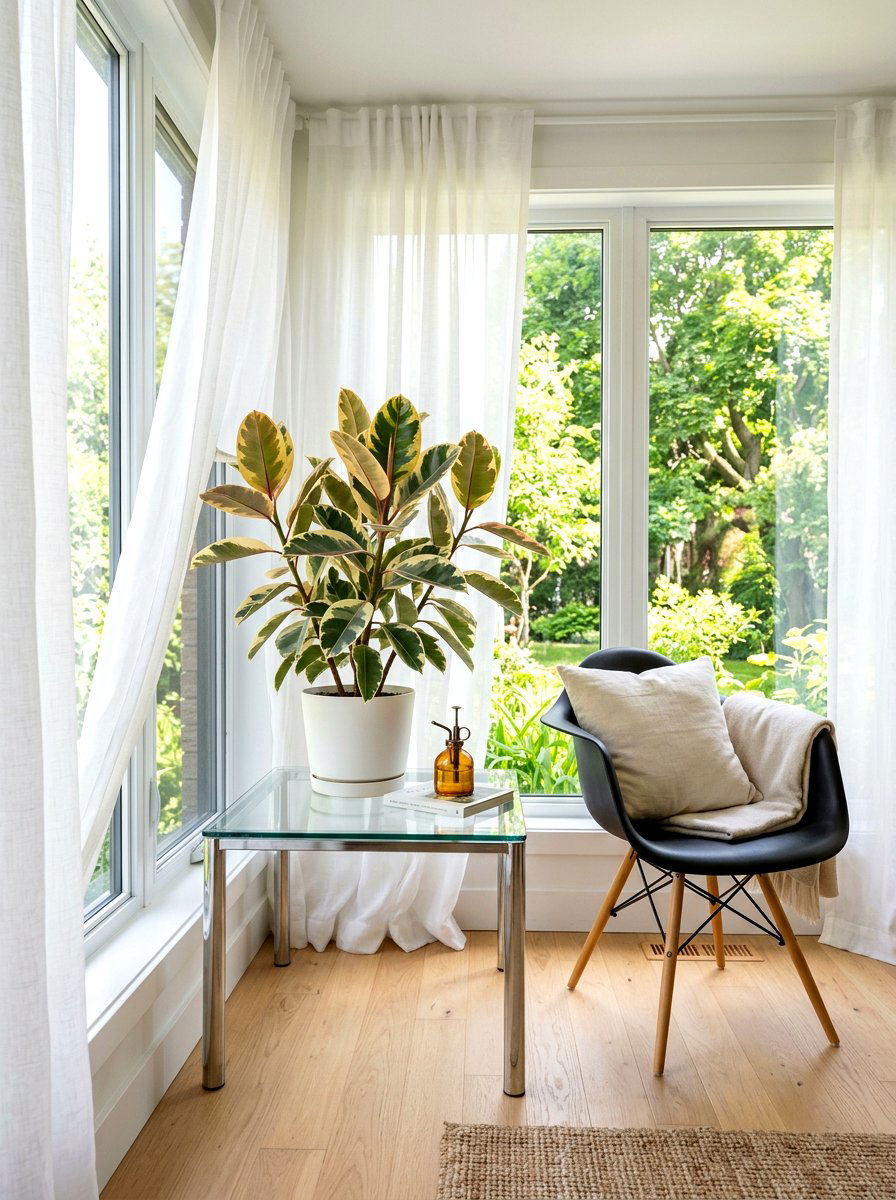 Minimalist Glass Plant Table - 30 sunroom plant corner ideas