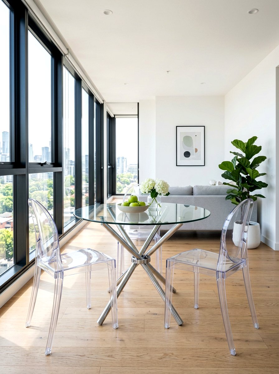 Minimalist Glass Table - 30 apartment breakfast nook ideas