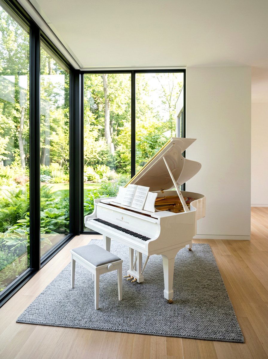 Minimalist Grand Piano Nook - 30 piano corner ideas